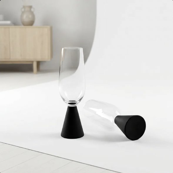 VASO DECORATIVO CONE 1808, PRETO MATTE                      